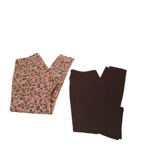 Lot of 2 Women’s M Leggings JoySpun & LegEnd Charcoal Gray + Multicolor Stretch